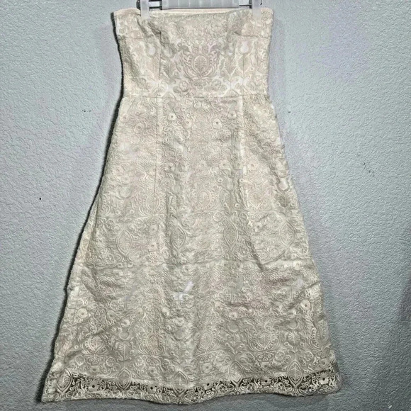 Sea Ny Jacquard Strapless Cocktail Dress Size 8 Formal Event Bridal Event Ivory - Picture 1 of 9